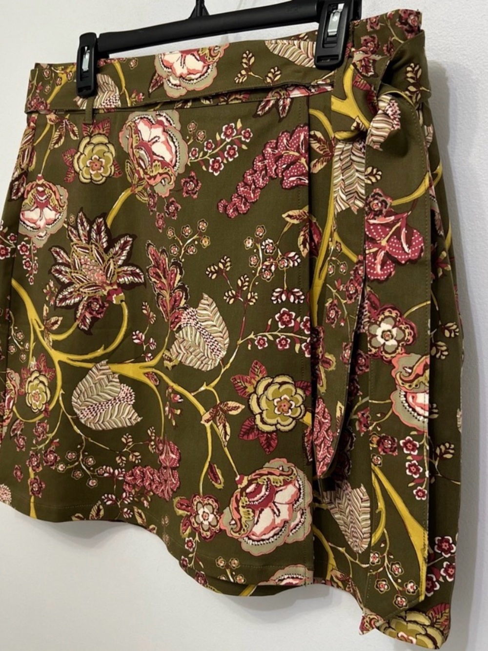 Spartina 449 Linden Stretch Skirt High Waisted Olive Green Floral Print Size XL - Picture 5 of 7